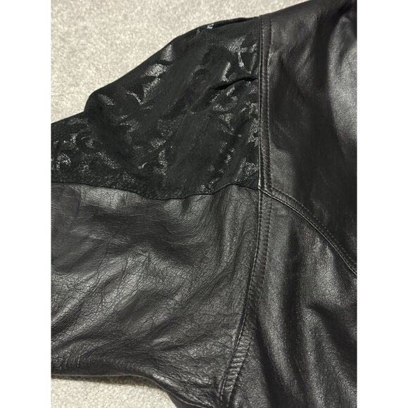 Vintage Winlit Western Lace Pattern Leather Jacket Women's Size Medium Black - Picture 15 of 16